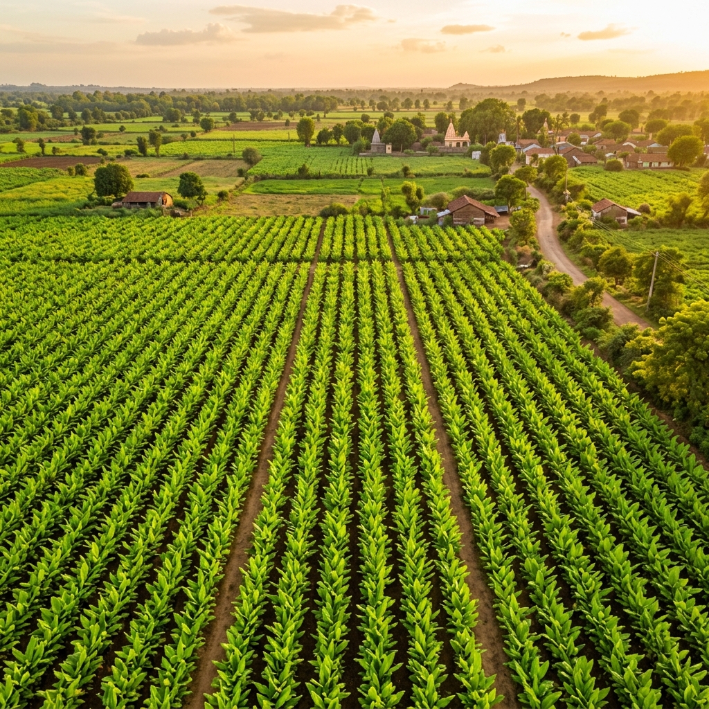 Lush turmeric farmlands in India supplying Yuva Exim's export-grade turmeric